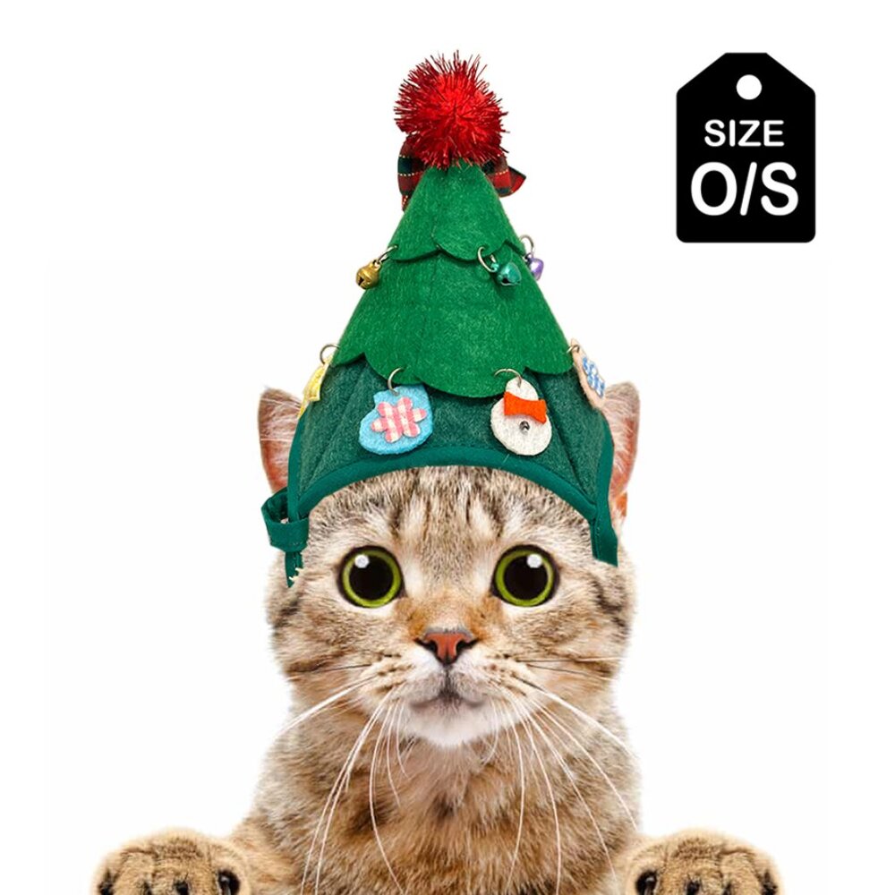 🎄 Christmas Tree 🎄 Festive Pet Hat (Cat, XXS Dog, Bunny, Doll, Stuffy)